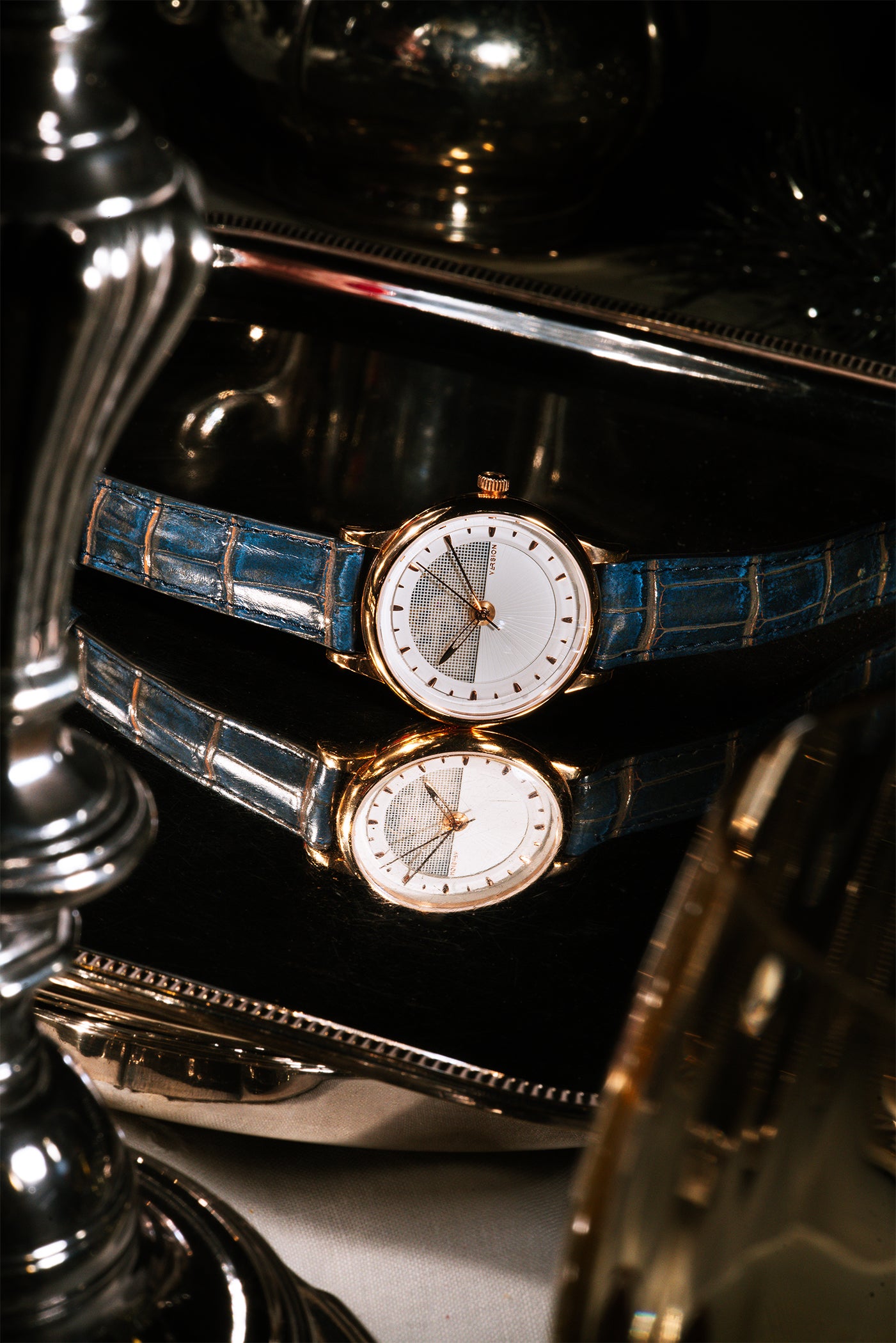 Bracelet Alligator Bleu Délavé